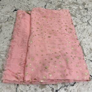 Vera Bradley Metallic Soft Fringe Scarf in Blush and Gold, NWT